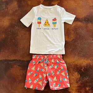 Cat & Jack Toddler Boys Summer Swim Shirt White UPF 50+ Rashguard and Trunk